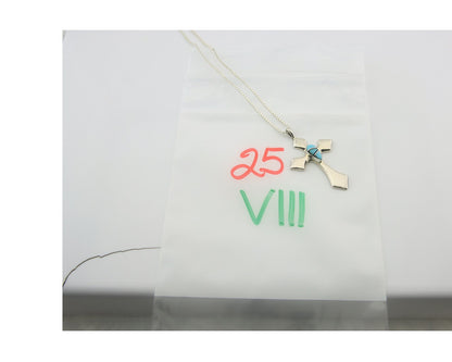Navajo Cross Necklace Sterling Silver Authentic Natural Gemstones Signed M