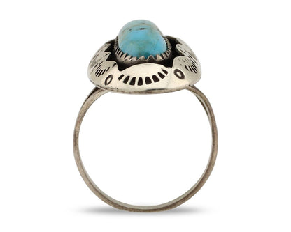 Navajo Ring 925 Silver Natural Kingman Turquoise Native American Artist C.80's