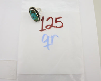 Navajo Shield Ring 925 Silver Arizona Turquoise Native Artist C.80's