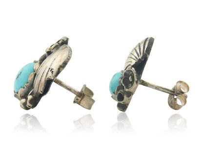 Navajo Earrings 925 Silver Natural Turquoise Native American Artist C.80's