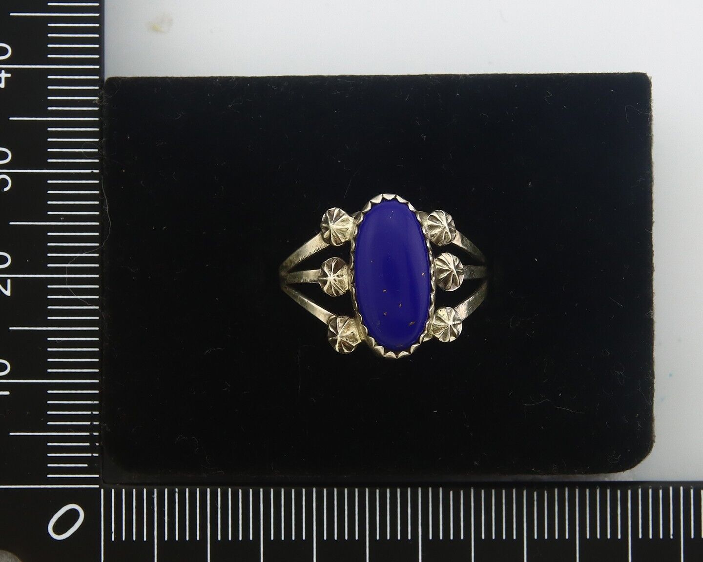 Navajo Ring 925 Sterling Natural Lapis Handmade Native Artist C.80's