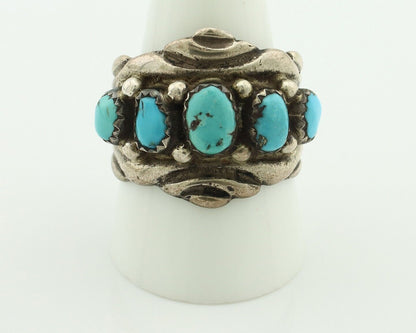 Zuni Ring .925 Silver Natural Sleeping Beauty Turquoise Native Artist C.80's