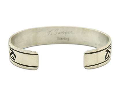 Mens's Navajo Bracelet 925 Silver Artist Signed Thomas Singer Cuff Made 1980's