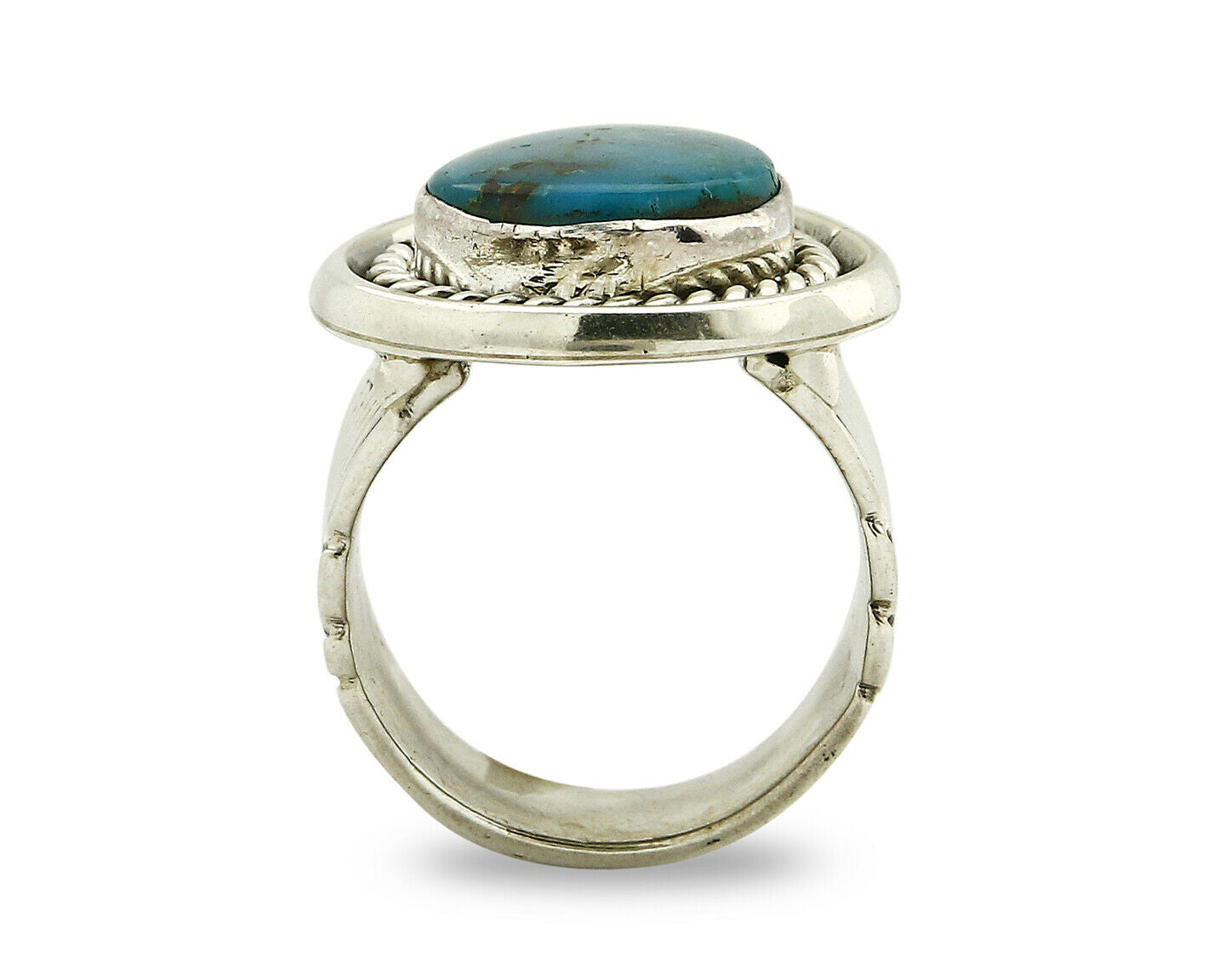 Navajo Ring .925 Silver Turquoise Handmade Signed Doug Zachary C.1980's