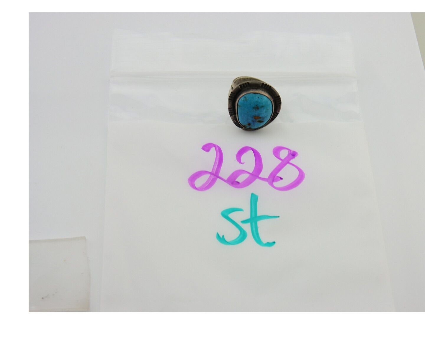 Navajo Ring 925 Sterling Silver Turquoise Native American Artist C.80's