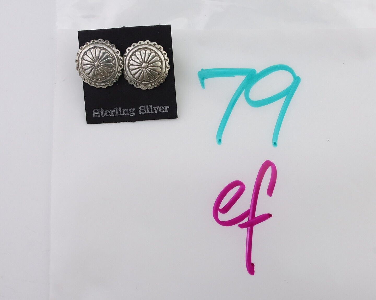 Navajo Small Shield Earrings 925 Silver Native American Artist C.80's