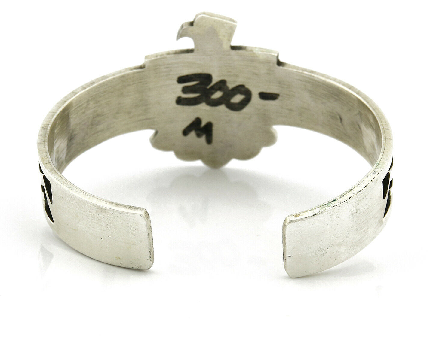 Navajo Handmade Bracelet .925 Silver Thunderbird Overlay Cuff