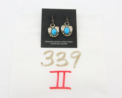 Navajo Earrings 925 Silver Natural Turquoise Artist Signed BJ C80s