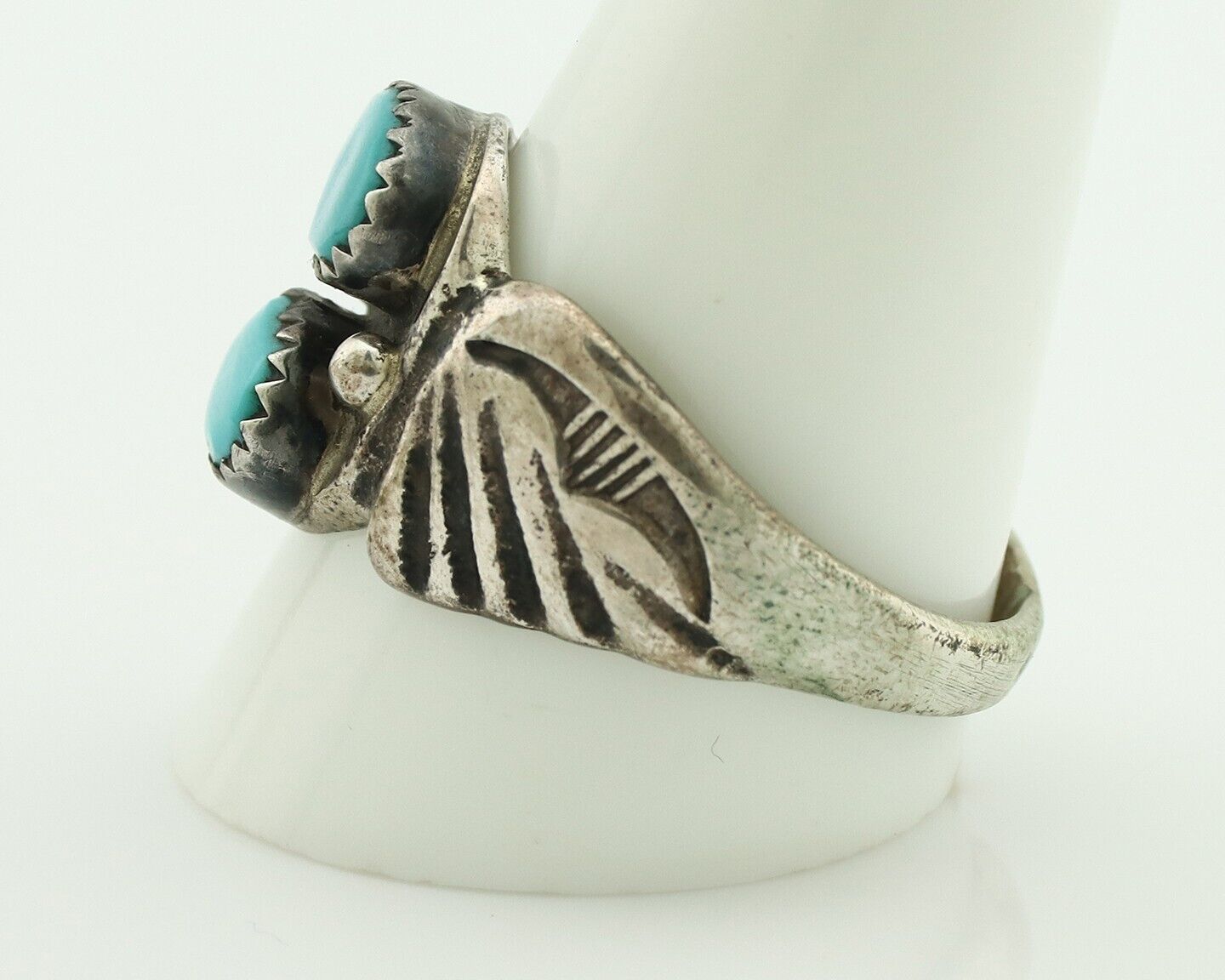 Zuni Ring .925 Silver Natural Sleeping Beauty Turquoise Native Artist C.80's