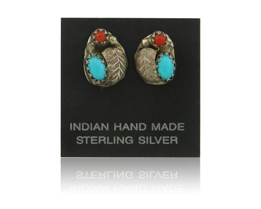 Navajo Earrings 925 Silver Natural Gemstone Native American Artist C.80's