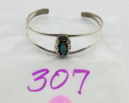 Navajo Bracelet 925 Silver Kingman Turquoise Artist Signed IJC C.80's