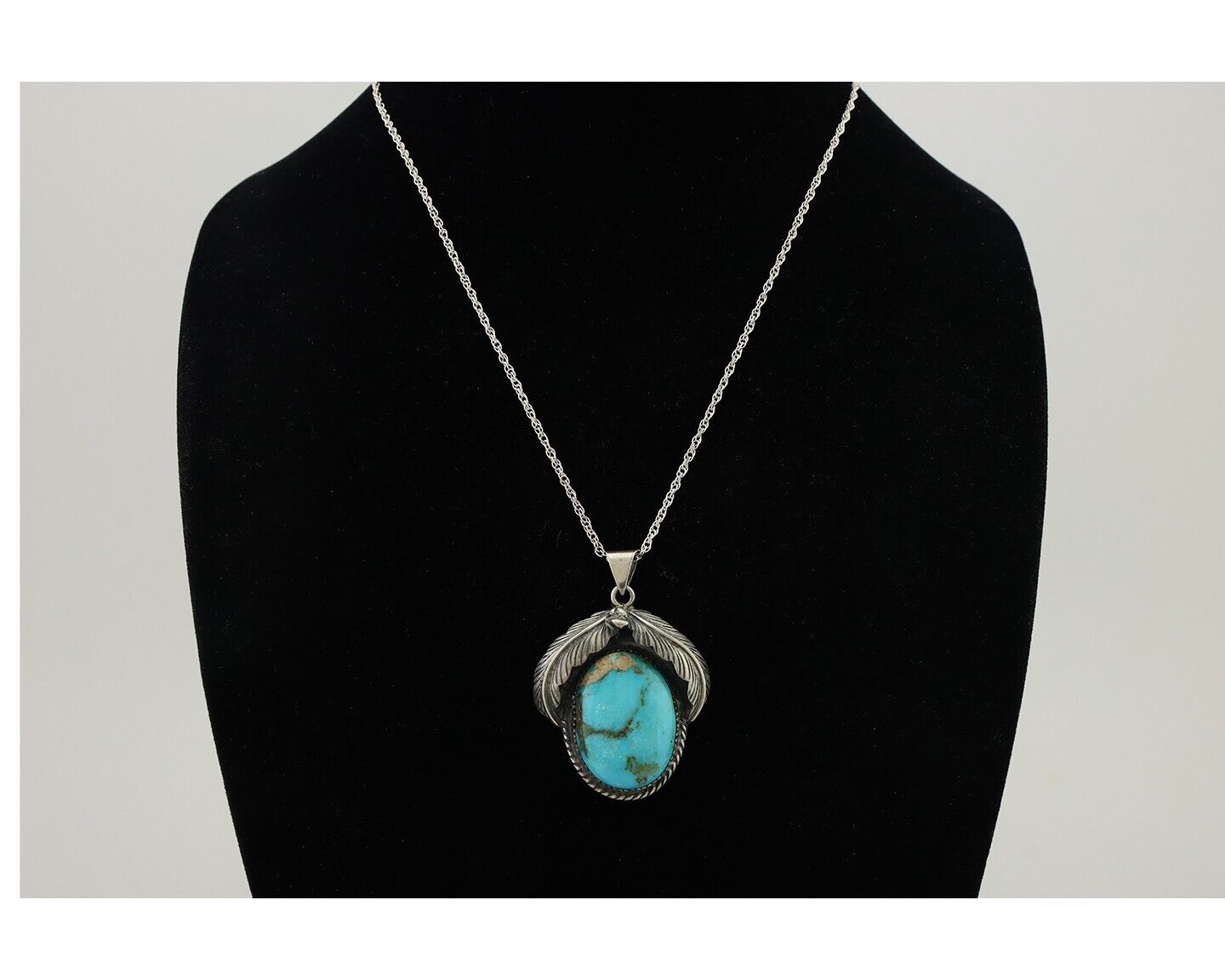 Navajo Necklace 925 Silver Natural Blue Turquoise Aritst Signed Windmill C.80's