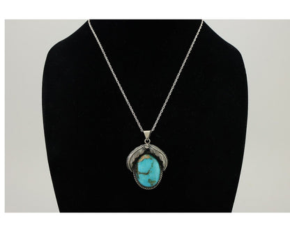 Navajo Necklace 925 Silver Natural Blue Turquoise Aritst Signed Windmill C.80's