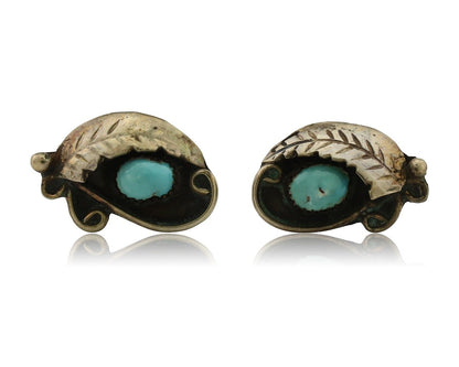 Navajo Earrings 925 Silver Natural Turquoise Native American Artist C.80's