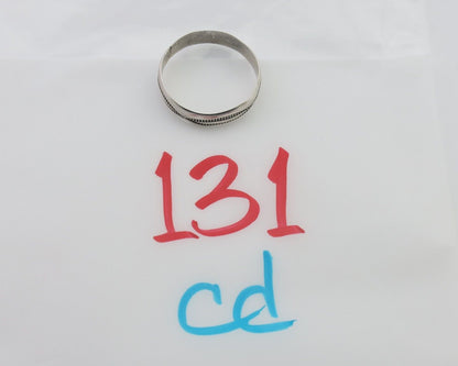Navajo Hand Stamped Band 925 Silver 5.0 mm Signed Larry Chavez Size 11 C.80's