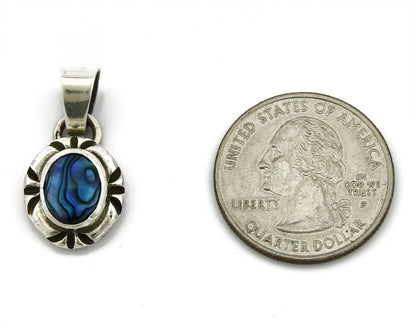 Navajo Hand Stamped Natural Mined MOP in .925 SOLID Silver Pendant