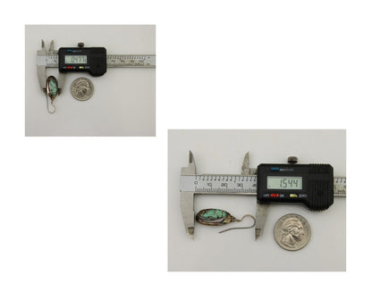 Navajo Shield Earrings 925 Silver Natural Blue Turquoise Signed Windmill C.80s