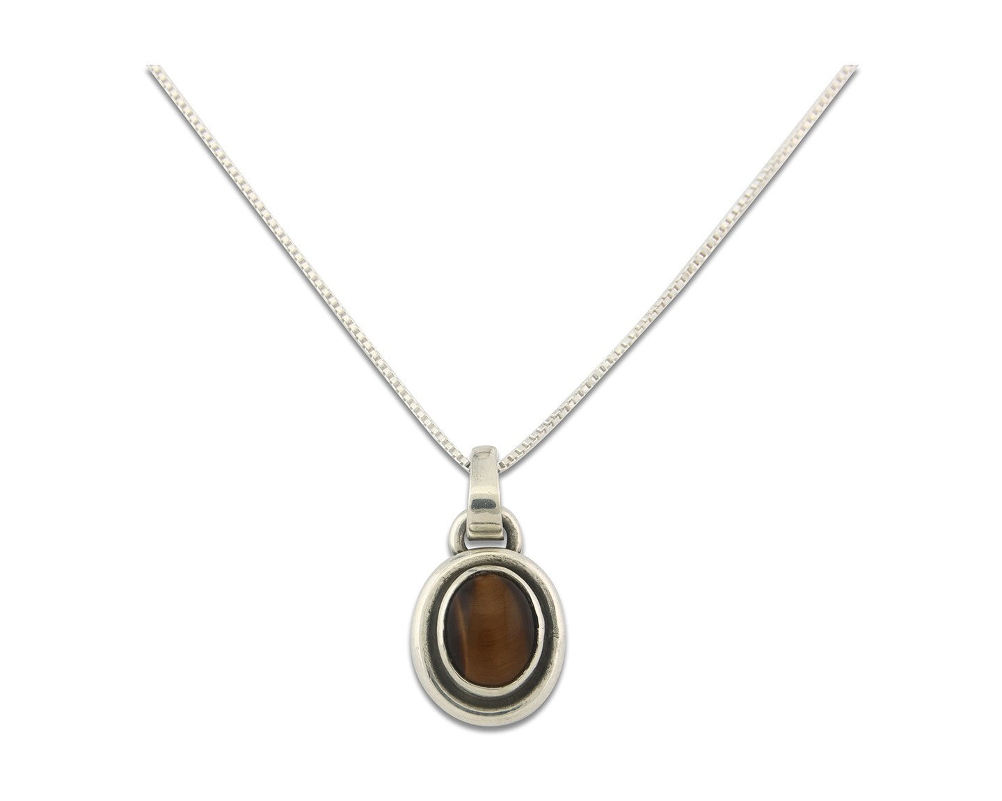 Navajo Sterling Silver Necklace Authentic Tiger Eye Sapphire Vintage Handmade