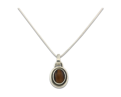 Navajo Sterling Silver Necklace Authentic Tiger Eye Sapphire Vintage Handmade