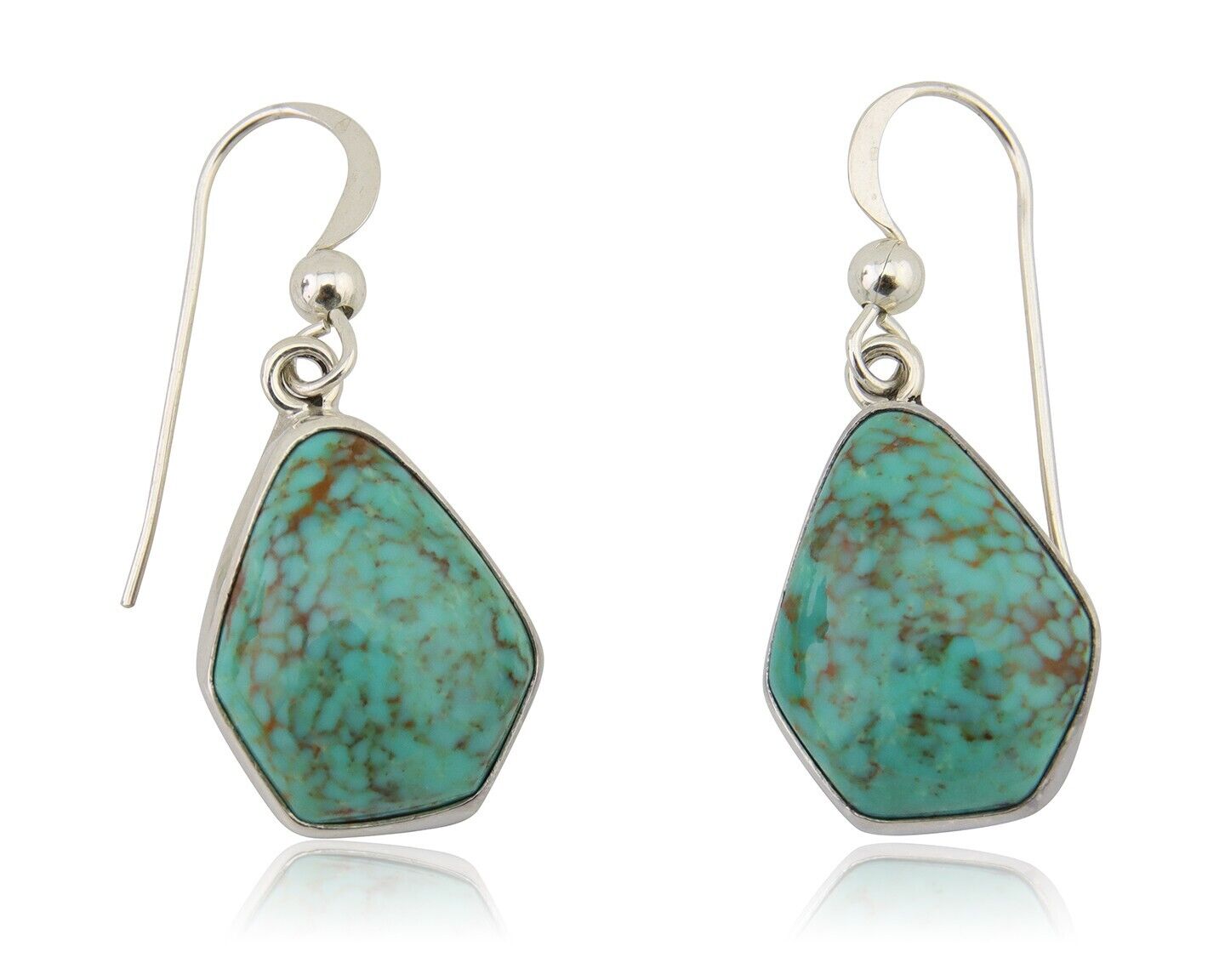 Navajo Dangle Earrings 925 Silver Natural Turquoise Artist Signed Montoya C.80's