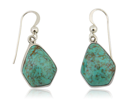 Navajo Dangle Earrings 925 Silver Natural Turquoise Artist Signed Montoya C.80's