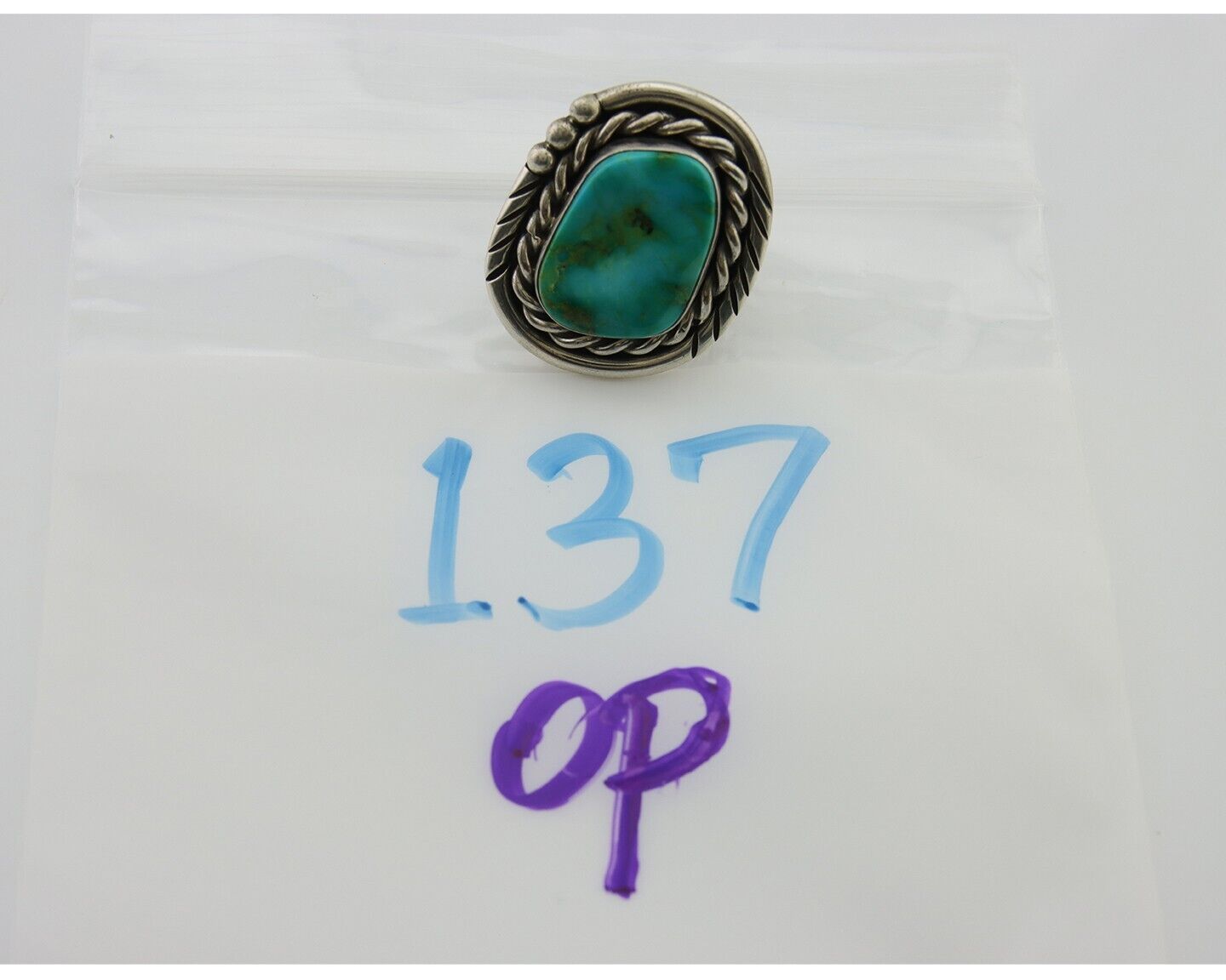 Navajo Ring 925 Silver Royston Turquoise Native American Artist C.80's