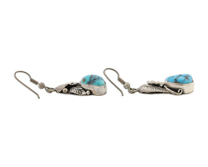 Navajo Handmade Earrings 925 Silver Natural Turquoise Native Artist C.80's