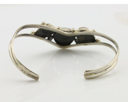 Navajo Bracelet 925 Silver Natural Blue Turquoise Artist Signed MC C.80's