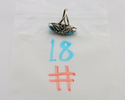 Navajo Ring 925 Silver Sleeping Beauty Turquoise Signed GR C.80's