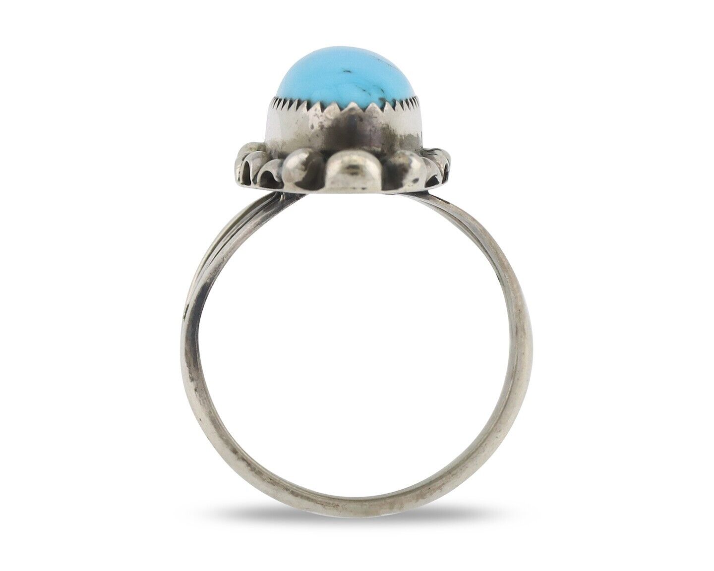 Navajo Ring .925 Silver Sleeping Beauty Turquoise Signed SkyStone Creations C80s