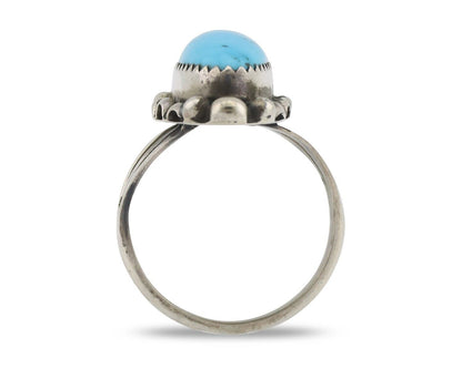 Navajo Ring .925 Silver Sleeping Beauty Turquoise Signed SkyStone Creations C80s