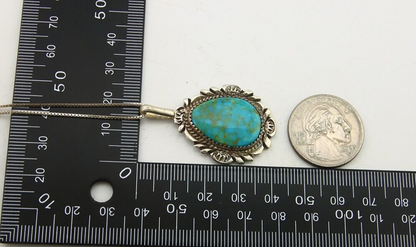 Navajo Necklace 925 Silver Natural Turquoise Artist Signed Billie Eagle C.80's