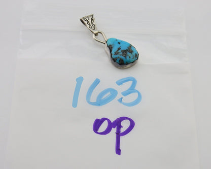 Navajo Sleeping Beauty Turquoise Pendant 925 Silver Signed Tony Guerro C.80's