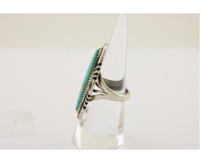 Navajo Hand Stamped Ring 925 Silver Turquoise Native Artist Begay C.80's