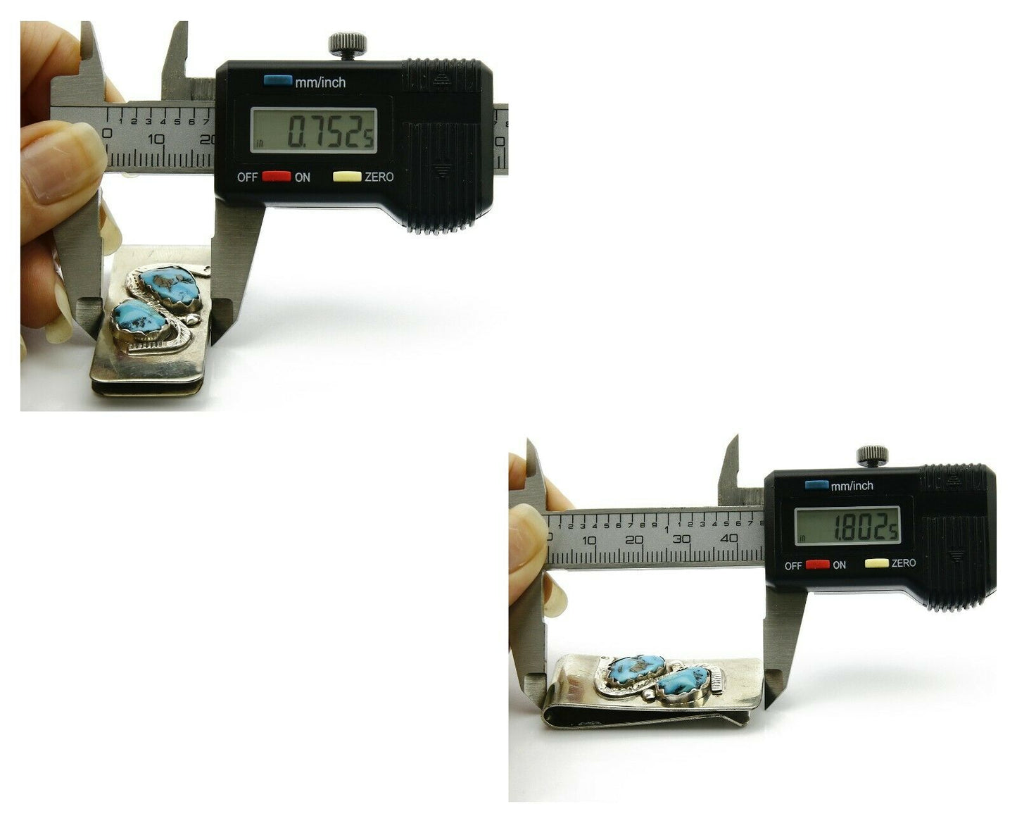 Navajo Money Clip .925 Silver & Nickle Sleeping Beauty Turquoise Artist Native