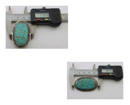 Navajo Pin Pendant 925 Silver Natural Spiderweb Turquoise Signed S C.80's