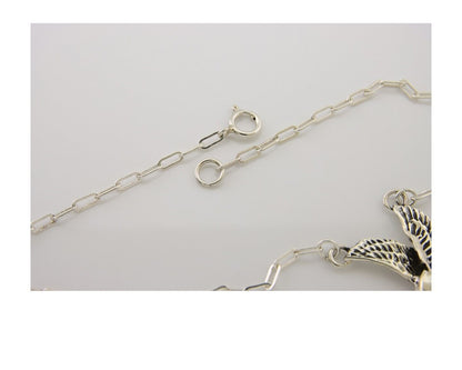 Navajo Eagle Feather Turquoise Necklace 925 Silver Native American Artist C.80's