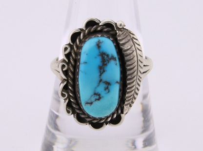 Navajo Ring 925 Silver Natural Blue Turquoise Native American Artist C.80's