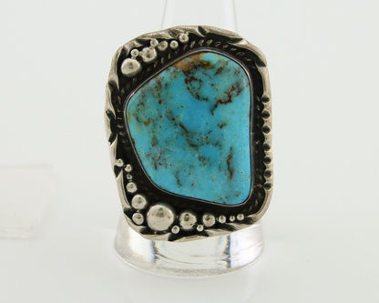 Navajo Ring .925 Silver Natural Turquoise Artist Signed Zachary C.80's