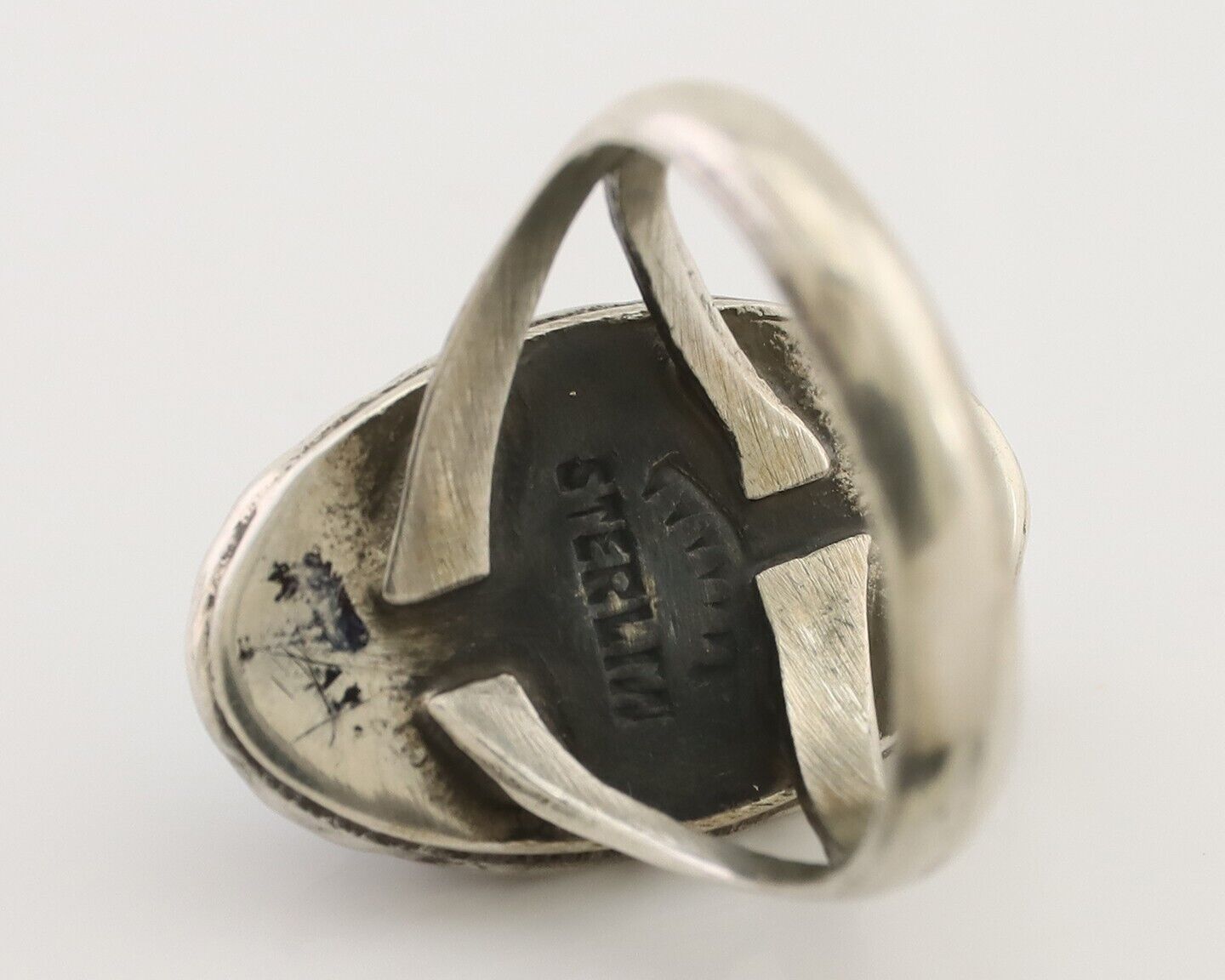 Navajo Ring 925 Silver Sleeping Beauty Turquoise Artist Signed SC C.80's
