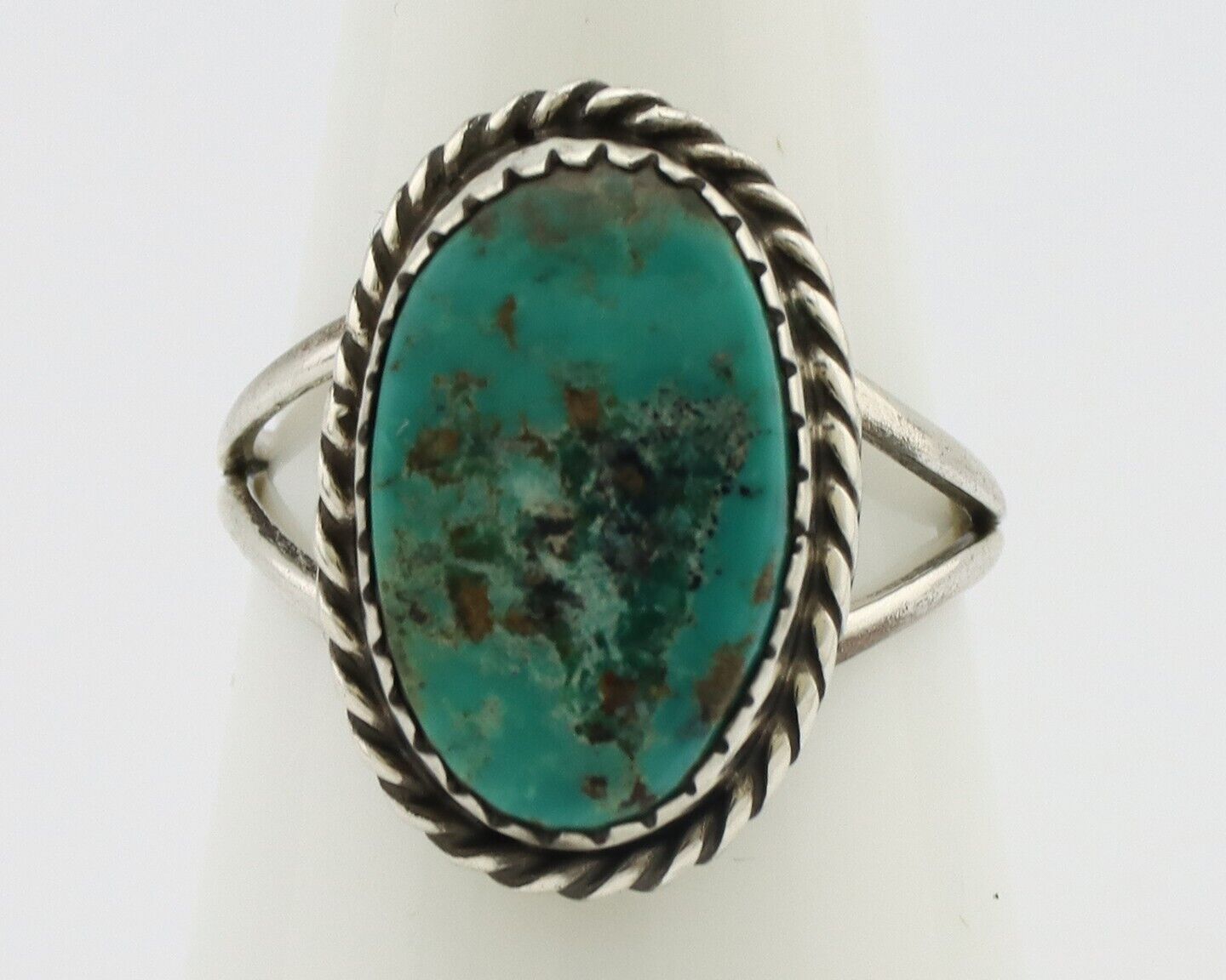 Navajo Ring 925 Silver Kingman Turquoise Native American Artist C.80's