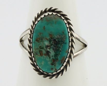 Navajo Ring 925 Silver Kingman Turquoise Native American Artist C.80's
