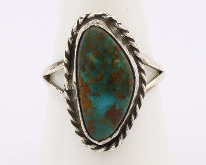 Navajo Ring 925 Silver Natural Turquoise Artist Signed Rabbit Stick C.80's
