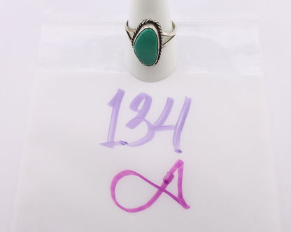 Navajo Ring 925 Silver Natural Turquoise Artist Signed Rabbit Stick C.80's