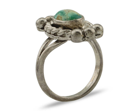 Navajo Ring 925 Silver Natural Blue Turquoise Native American Artist C.1980's
