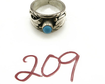 Navajo Ring .925 Silver Handmade Sleeping Beauty Turquoise Signed ELA C.80's