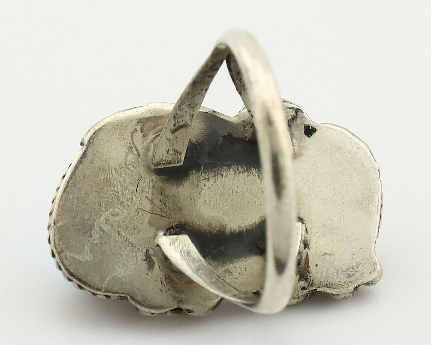 Navajo Ring 925 Silver Blue Turquiose & Coral Artist Signed Justin Morris C.80's
