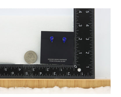 Navajo Earrings Sterling Silver Inlaid Natural Lapis Vintage Handmade