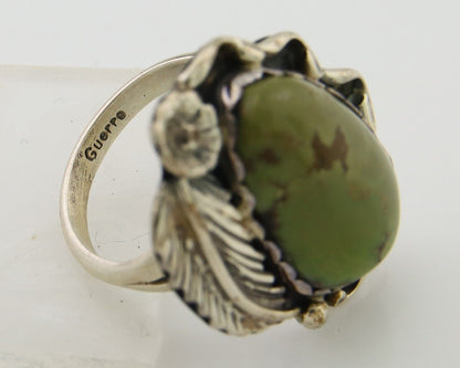 Navajo Ring .925 Sterling Green Turquoise Artist Signed Guerro C.80's
