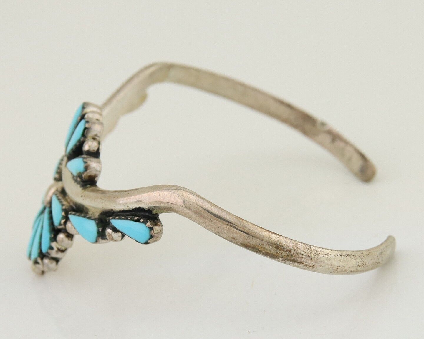 Navajo Bracelet 925 Silver Natural Blue Turquoise Signed BY C.80's